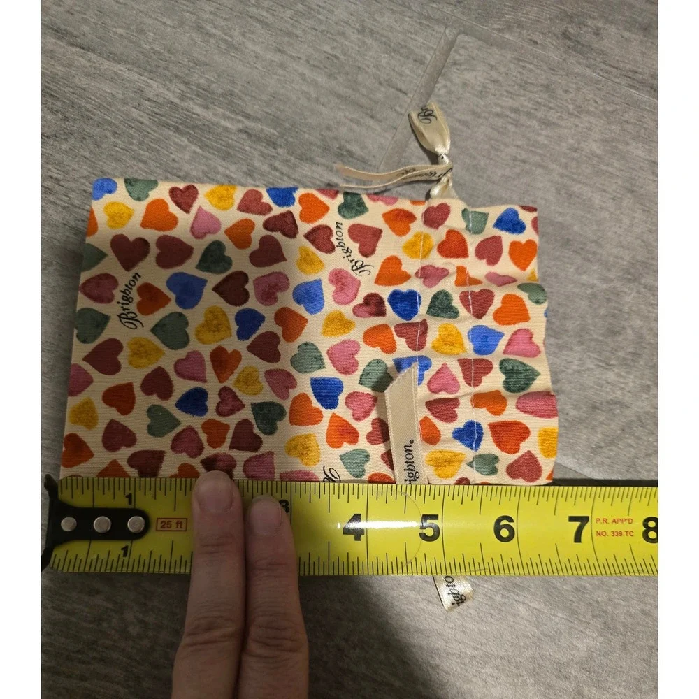 Brighton Jewelry Pouch Drawstring Bag Hearts Print Beige Cream Gift‎